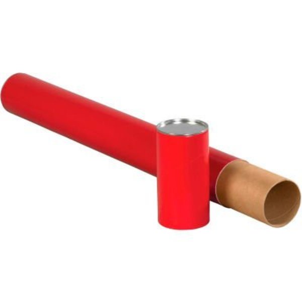 The Packaging Wholesalers Premium Telescoping Tubes, 3" Dia. x 24"L, 0.125" Thick, Red, 24/Pack TEL3024RED